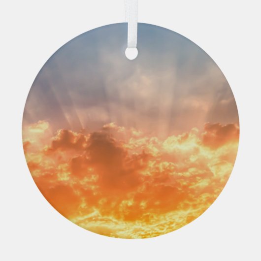 Kleurrijke zonsondergang: vurige hemel schemering. glas ornament (Achterkant)