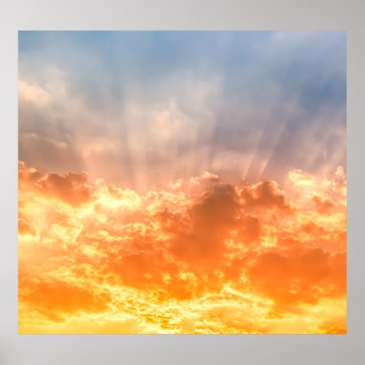 Kleurrijke zonsondergang: vurige hemel schemering. poster (Voorkant)