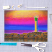 Kleurrijke zonsondergang vuurtoren tissuepapier (Craft)