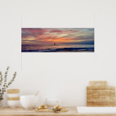 Kleurrijke Zonsondergang & Zeilboot - Venice Beach Poster (Keuken)