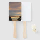 Kleurrijke zonsopgang op een ventilator handwaaier (Voorkant en achterkant)