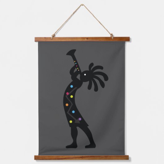 Kleurrijke Zuidwestelijke Kokopelli Hangend Wandkleed (Voorkant)