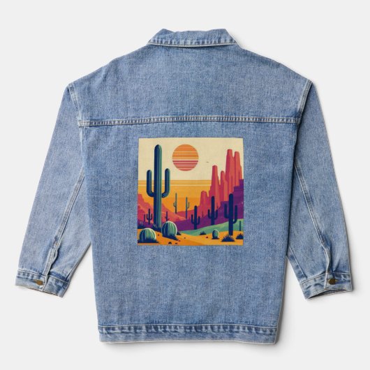 Kleurrijke zuidwestelijke woestijnkunst denim jacket (Achterkant)