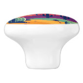 Kleurrijke zuidwestelijke woestijnkunst keramische knop (Zijkant)