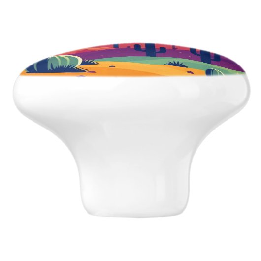 Kleurrijke zuidwestelijke woestijnkunst keramische knop (Zijkant)