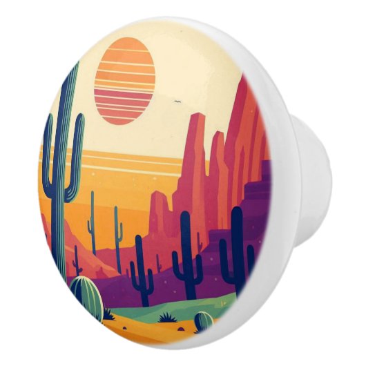 Kleurrijke zuidwestelijke woestijnkunst keramische knop (Rechts)