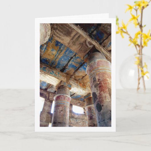 Kleurrijke zuilen bij de Luxor Tempel, Egypte, Kaart (Gele Bloem)