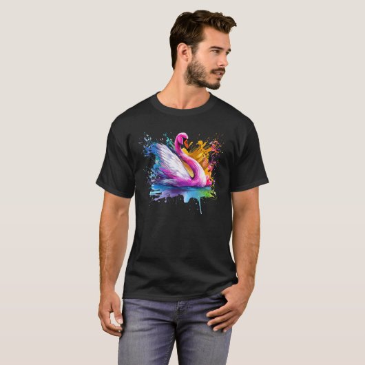 Kleurrijke Zwanenmeer Vogels Lover Splash Art 1 T-shirt (Voorkant volledig)