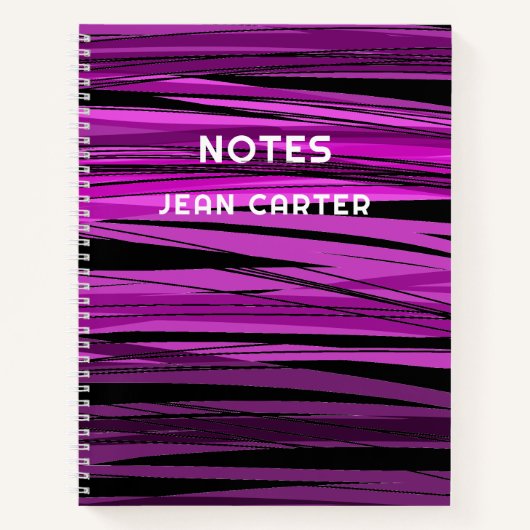 Kleurrijke Zwart en Roze Moderne Ontwerp Aangepast Notitieboek (Voorkant)