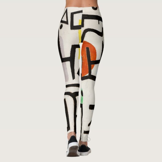Kleurrijke zwart-wit Abstracte print Leggings (Achterkant)