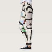 Kleurrijke zwart-wit Abstracte print Leggings (Links)