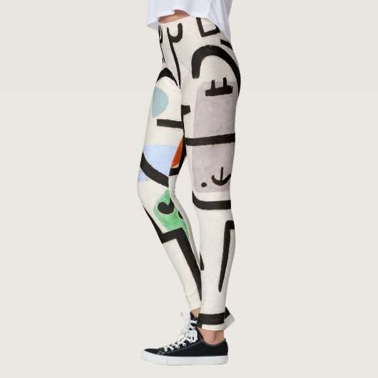 Kleurrijke zwart-wit Abstracte print Leggings (Links)