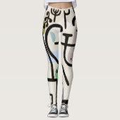 Kleurrijke zwart-wit Abstracte print Leggings (Voorkant)