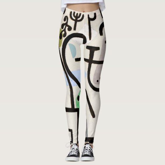 Kleurrijke zwart-wit Abstracte print Leggings (Voorkant)