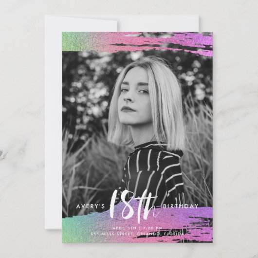 Kleurrijke Zwart Wit Foto 18e Verjaardag Kaart (Voorkant)