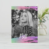 Kleurrijke Zwart Wit Foto 18e Verjaardag Kaart (Staand voorkant)