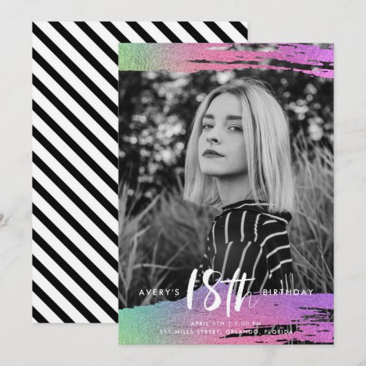 Kleurrijke Zwart Wit Foto 18e Verjaardag Kaart (Voorkant / Achterkant)