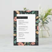 Kleurrijke Zwarte Bloemen Wedding Enclosure Kaart (Staand voorkant)