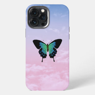 Kleurrijke zwarte en blauwe vlinder iPhone hoes 13 Pro Max Hoesje