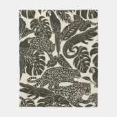 Kleurrijke Zwarte en Crème Tropische Jungle Dieren Fleece Deken (Voorkant)