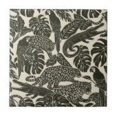 Kleurrijke Zwarte en Crème Tropische Jungle Dieren Tegeltje (Voorkant)