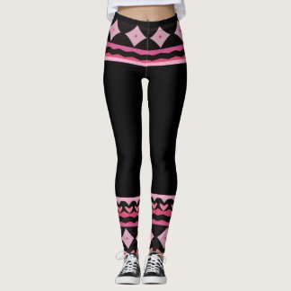 Kleurrijke Zwarte en Roze Grafische Leggings