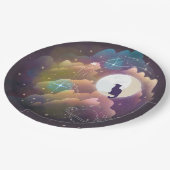 Kleurrijke zwarte kat halve maan papieren bordje (Gekanteld)