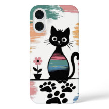 Kleurrijke Zwarte Kat iPhone Case – Schattige cade