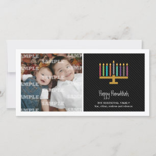 Kleurrijke Zwarte Menora Hanukkah Feestdagenkaart