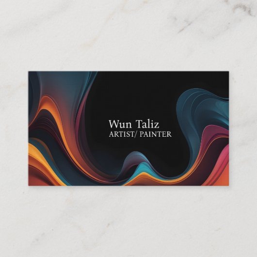 Kleurrijke zwarte minimalistische Abstracte arties Visitekaartje (Voorkant)