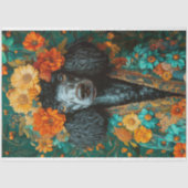 Kleurrijke Zwarte Poedel Portret Decoupage Tissuepapier (Voorkant)