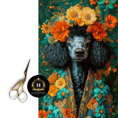 Kleurrijke Zwarte Poedel Portret Decoupage Tissuepapier