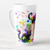 Kleurrijke zwarte regenboog beschilderde katten latte mok (Linkerhoek)