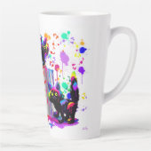 Kleurrijke zwarte regenboog beschilderde katten latte mok (Rechts)