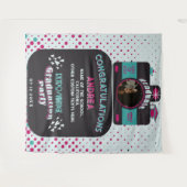 Kleurrijke Zwarte Roze Turquoise Retro Afstudeerfo Wandkleed (Voorkant (horizontaal))