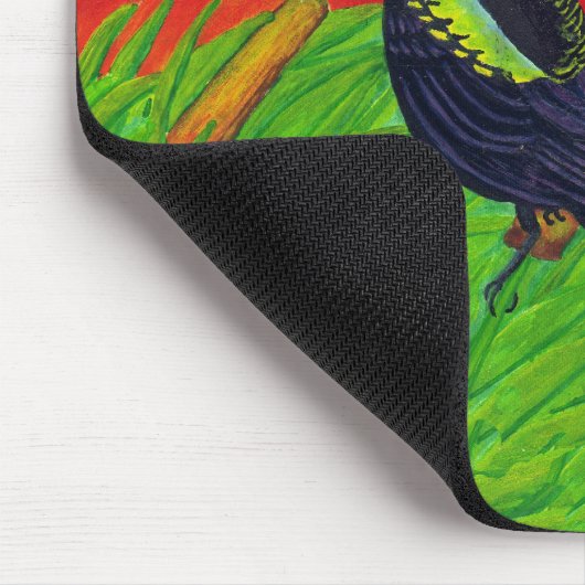 Kleurrijke Zwarte Vogel Mousepad Muismat (Hoek)