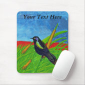 Kleurrijke Zwarte Vogel Mousepad Muismat (Met muis)