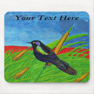 Kleurrijke Zwarte Vogel Mousepad Muismat