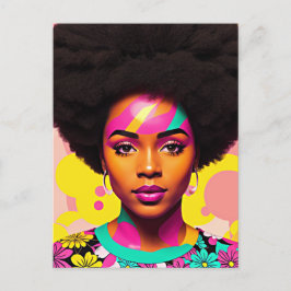 Kleurrijke zwarte vrouw Afro Pop Art Briefkaart
