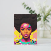 Kleurrijke zwarte vrouw Afro Pop Art Briefkaart (Staand voorkant)