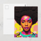 Kleurrijke zwarte vrouw Afro Pop Art Briefkaart (Voorkant / Achterkant)