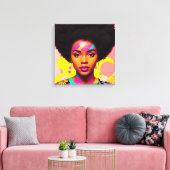 Kleurrijke zwarte vrouw Afro Pop Art Canvas Afdruk (Insitu (Woonkamer))
