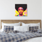 Kleurrijke zwarte vrouw Afro Pop Art Canvas Afdruk (Insitu (Slaapkamer))