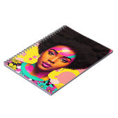 Kleurrijke zwarte vrouw Afro Pop Art Notitieboek (Linkerzijde)