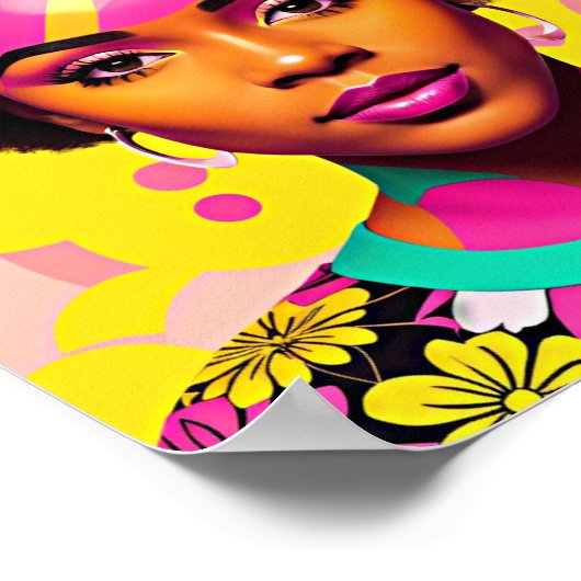 Kleurrijke zwarte vrouw Afro Pop Art Poster (Hoek)