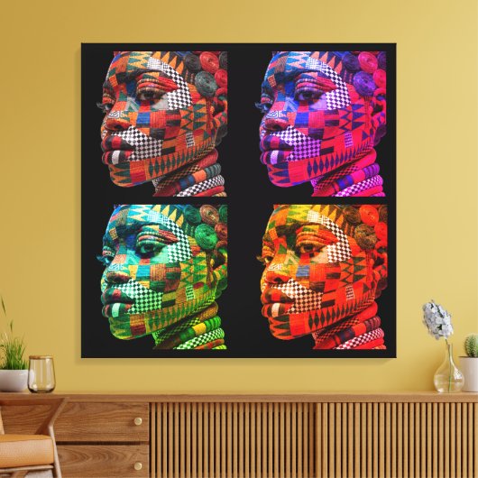 Kleurrijke Zwarte Vrouwen Canvasprint met Spanraam Canvas Afdruk (Insitu (Woonkamer))