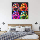 Kleurrijke Zwarte Vrouwen Canvasprint met Spanraam Canvas Afdruk (Insitu (Slaapkamer))