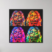 Kleurrijke Zwarte Vrouwen Canvasprint met Spanraam Canvas Afdruk (Voorkant)
