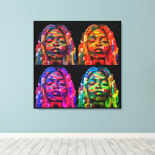 Kleurrijke Zwarte Vrouwen Canvasprint met Spanraam Canvas Afdruk (Insitu (Houten vloer))