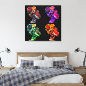 Kleurrijke Zwarte Vrouwen Canvasprint met Spanraam Canvas Afdruk (Insitu (Slaapkamer))